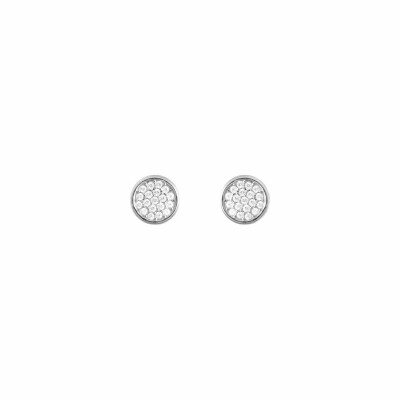 Boucles d'oreilles puces en or blanc et oxydes de zirconium