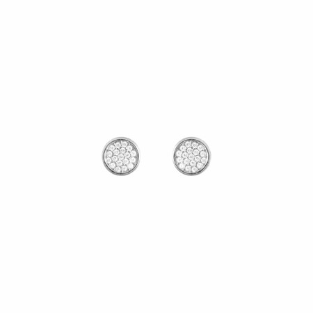 Boucles d'oreilles puces en or blanc et oxydes de zirconium