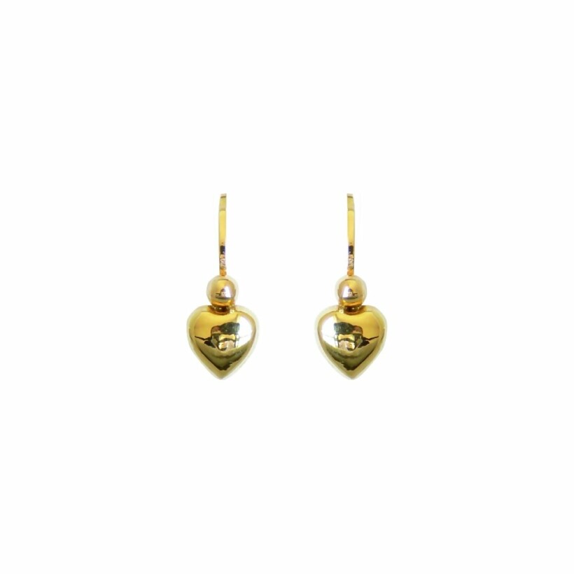 Boucles d'oreilles puces cœurs en or jaune