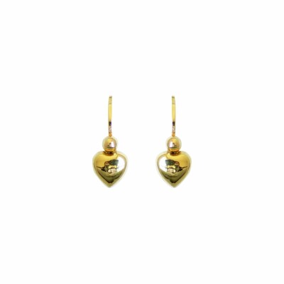 Boucles d'oreilles puces cœurs en or jaune