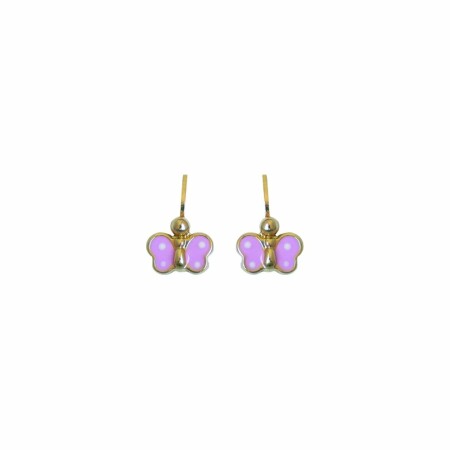 Boucles d'oreilles puces papillons roses en or jaune