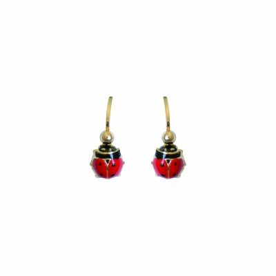 Boucles d'oreilles puces coccinelles en or jaune