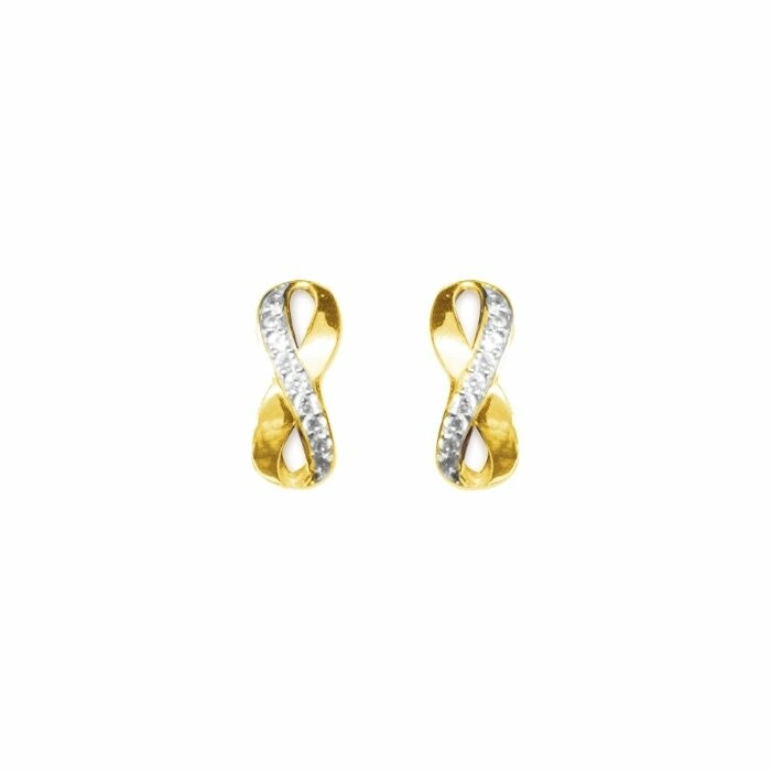 Boucles d'oreilles créoles en or jaune et oxydes de zirconium