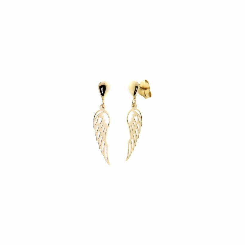 Boucles d'oreilles pendantes ailes en or jaune