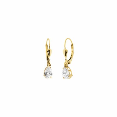 Boucles d'oreilles puces en or jaune et oxydes de zirconium