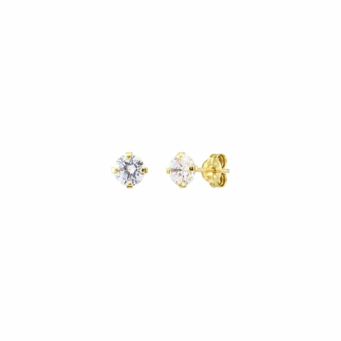 Boucles d'oreilles puces en or jaune et oxydes de zirconium