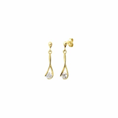 Boucles d'oreilles puces en or jaune et oxydes de zirconium