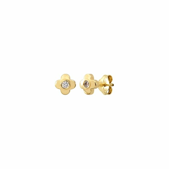 Boucles d'oreilles puces en or jaune et oxydes de zirconium