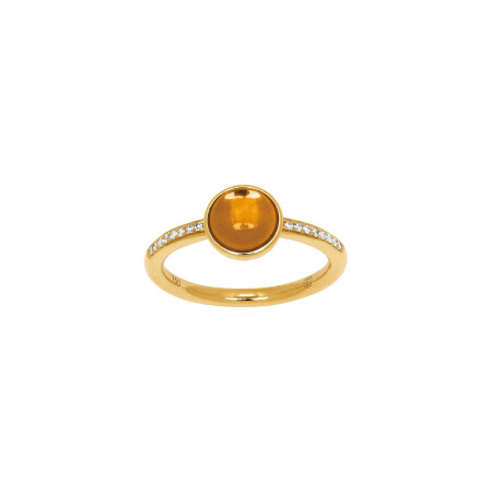 Bague en or jaune, citrine et diamants, taille 50