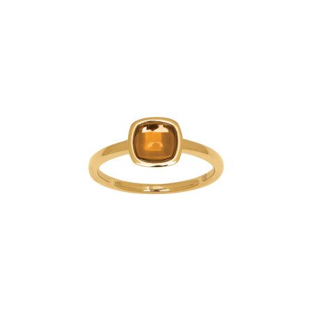 Bague en or jaune et citrine, taille 52