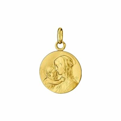 Médaille sainte vierge massive en or jaune, 18mm