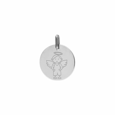 Médaille ange en or blanc