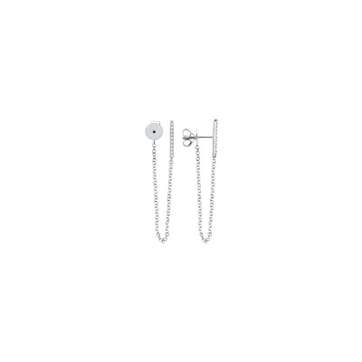 Boucles d'oreilles sur chaîne Cookson Clal en or blanc et diamants