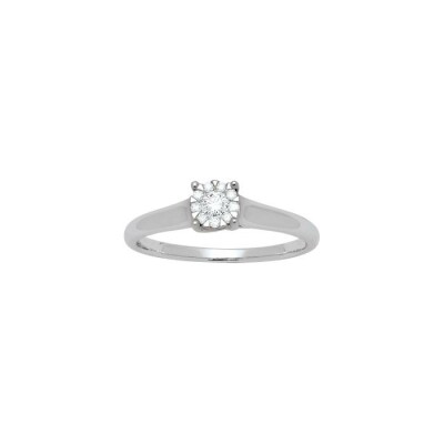 Solitaire en or blanc et diamants, taille 52