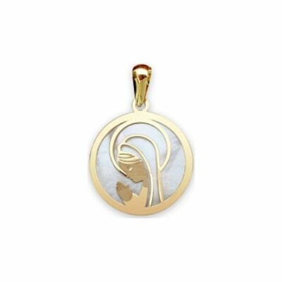Médaille religieuse vierge en or jaune et nacre