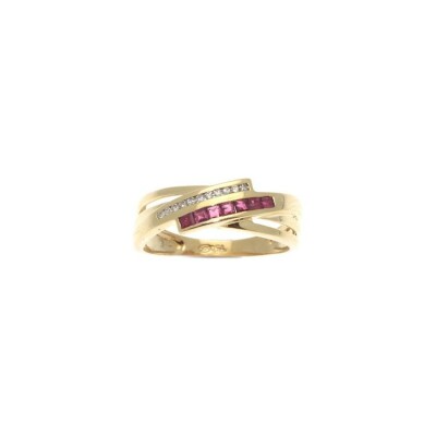 Bague rubis calibrés croisée