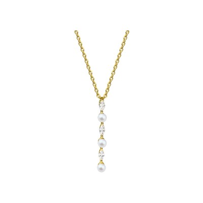 Collier Murat Sirène en argent doré à l'or, oxydes de zirconium et perle d'imitation