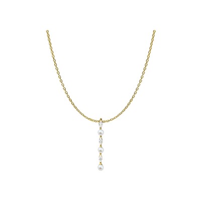 Collier Murat Sirène en argent doré à l'or, oxydes de zirconium et perle d'imitation