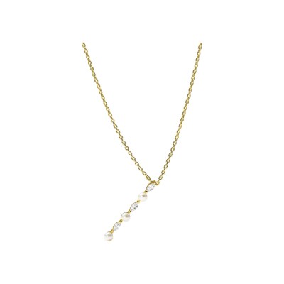 Collier Murat Sirène en argent doré à l'or, oxydes de zirconium et perle d'imitation