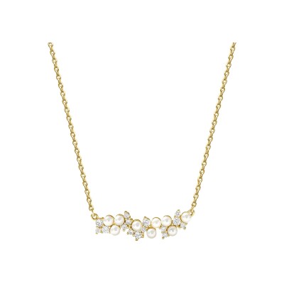 Collier Murat Écume en argent doré à l'or, oxydes de zirconium et perle d'imitation