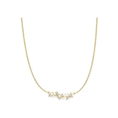 Collier Murat Écume en argent doré à l'or, oxydes de zirconium et perle d'imitation