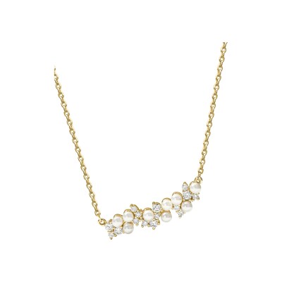 Collier Murat Écume en argent doré à l'or, oxydes de zirconium et perle d'imitation