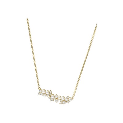 Collier Murat Écume en argent doré à l'or, oxydes de zirconium et perle d'imitation