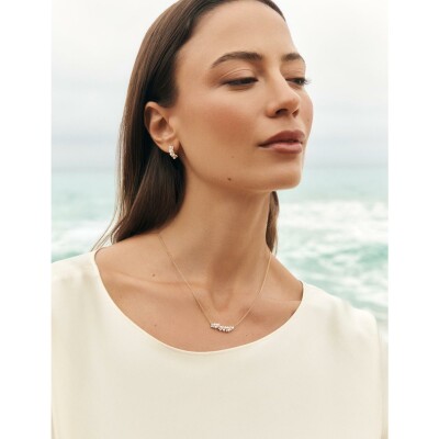Collier Murat Écume en argent doré à l'or, oxydes de zirconium et perle d'imitation