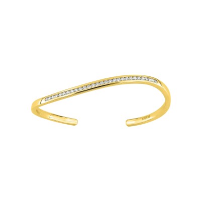 Bracelet jonc Murat Seine en argent, plaqué or et oxyde de zirconium