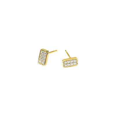 Puces d'oreilles Murat Les Pavés en argent, plaqué or et oxyde de zirconium