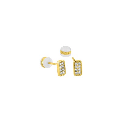 Puces d'oreilles Murat Les Pavés en argent, plaqué or et oxyde de zirconium