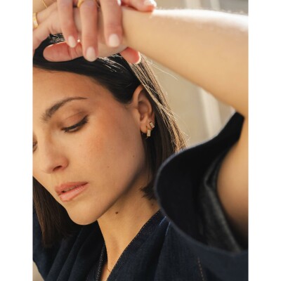 Puces d'oreilles Murat Les Pavés en argent, plaqué or et oxyde de zirconium