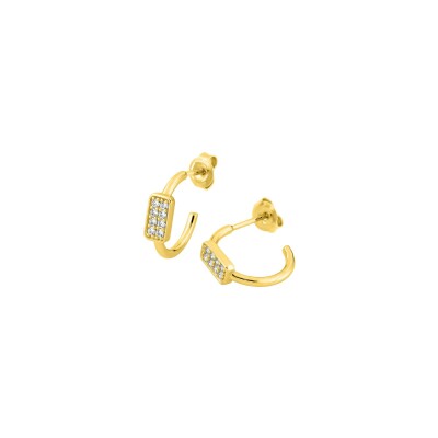 Boucles d'oreilles créoles Murat Les Pavés en argent, plaqué or et oxyde de zirconium