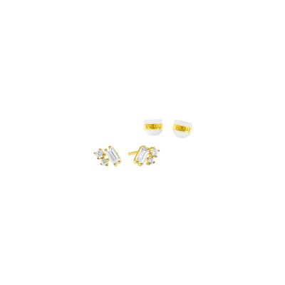 Boucles d'oreilles Murat Harmonie Twist en argent doré à l'or et oxydes de zirconium