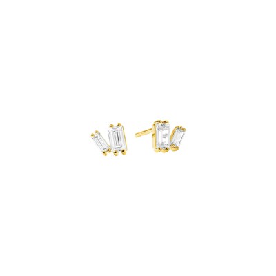 Boucles d'oreilles Murat Miroir Twist en argent doré à l'or et oxydes de zirconium