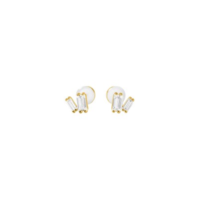 Boucles d'oreilles Murat Miroir Twist en argent doré à l'or et oxydes de zirconium