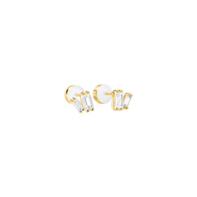Boucles d'oreilles Murat Miroir Twist en argent doré à l'or et oxydes de zirconium