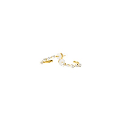 Boucles d'oreilles Murat Sirène en argent doré à l'or, oxydes de zirconium et perle d'imitation