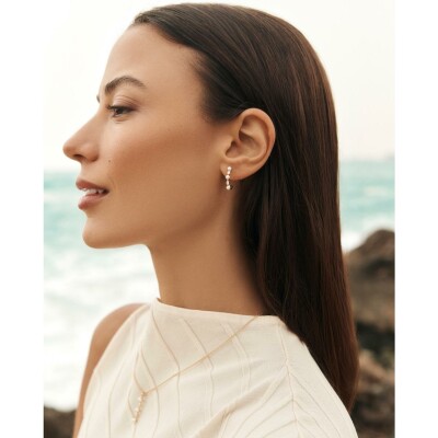 Boucles d'oreilles Murat Sirène en argent doré à l'or, oxydes de zirconium et perle d'imitation