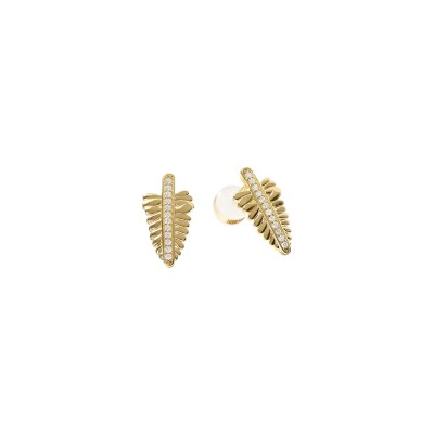 Boucles d'oreilles Murat Les Fougéres en argent doré à l'or et oxydes de zirconium