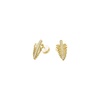 Boucles d'oreilles Murat Les Fougéres en argent doré à l'or et oxydes de zirconium
