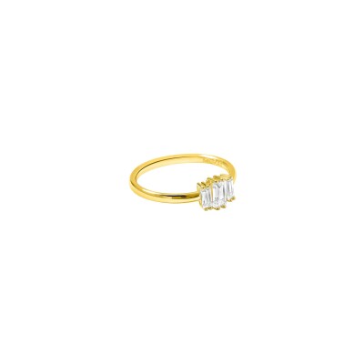 Bague Murat Miroir Twist en argent doré à l'or et oxydes de zirconium