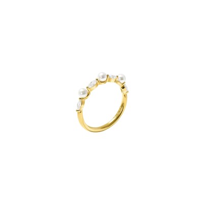 Bague Murat Sirène en argent doré à l'or, oxydes de zirconium et perle d'imitation
