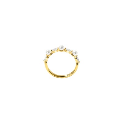 Bague Murat Sirène en argent doré à l'or, oxydes de zirconium et perle d'imitation