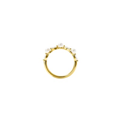 Bague Murat Sirène en argent doré à l'or, oxydes de zirconium et perle d'imitation