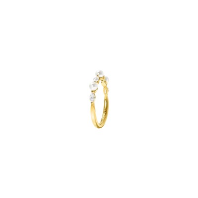 Bague Murat Sirène en argent doré à l'or, oxydes de zirconium et perle d'imitation