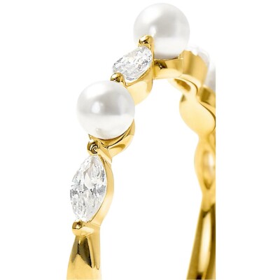 Bague Murat Sirène en argent doré à l'or, oxydes de zirconium et perle d'imitation