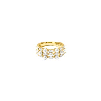 Bague Murat Sirène en argent doré à l'or, oxydes de zirconium et perle d'imitation