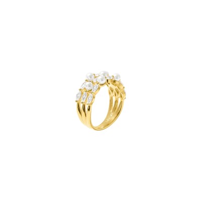 Bague Murat Sirène en argent doré à l'or, oxydes de zirconium et perle d'imitation
