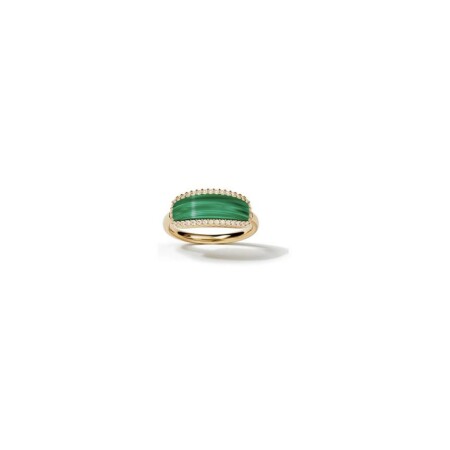 Bague APM Monaco Été en plaqué or, oxydes de zirconium et malachite